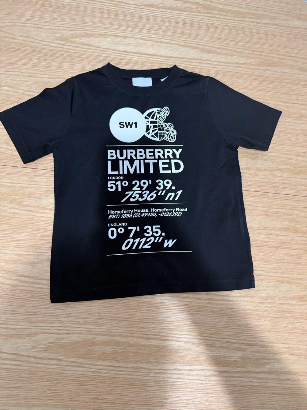 Burberry Black Short Sleeve Logo Graphic Tee